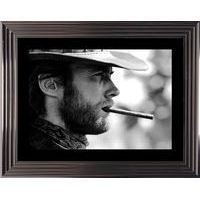Affiche encadrée Noir et Blanc: Clint Eastwood - 50x70 cm (Cadre Tucson)